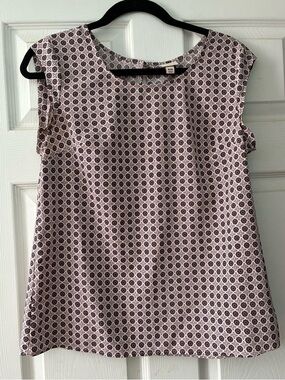 Merona Women's Blouse Cap Shoulder Sleeveless Lightweight Pink Printed